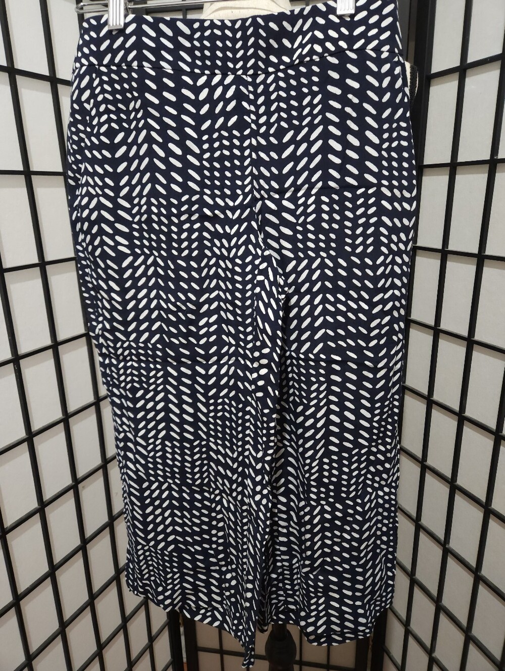 NWT Ann Taylor Loft 00P Navy & White Wide Leg Crop Pant Zipper Hook Eye Closure